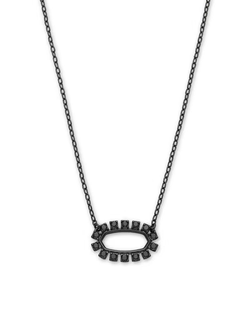 Elisa Gunmetal Open Frame Pendant Necklace in Black Spinel | Kendra Scott | Kendra Scott