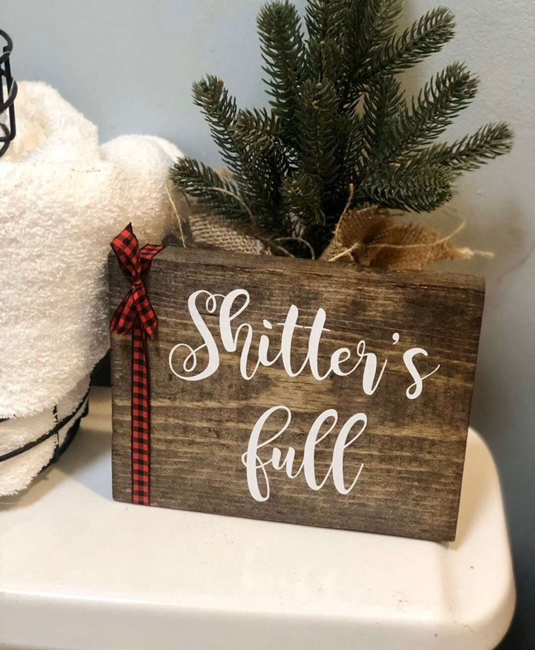 Shitter's Full Sign Funny Farmhouse Bathroom Sign - Etsy | Etsy (US)