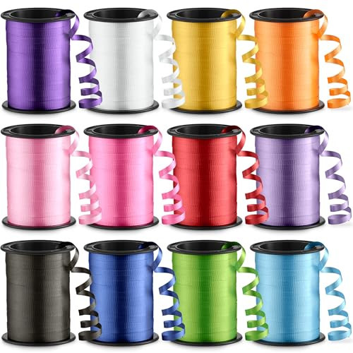 12-Rolls Curling Ribbon for Gift Wrapping - 3/16in x 125 Feet Per Roll - Curling Balloon String Ribbon Set for Presents, Bows, DIY Arts & Crafts, Wedding, Happy Birthday Decorations, Assorted Colors | Amazon (US)