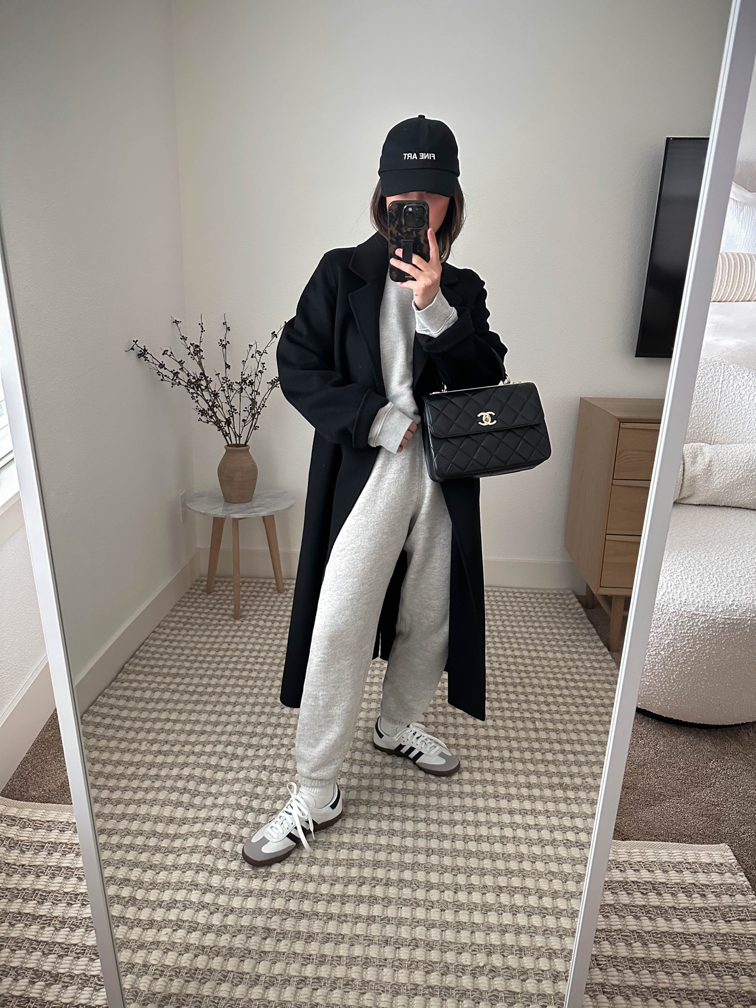 Athleisure outfit ideas. How to style sweat sets. 

Coat- Mango xxs
Sweatshirt- Jenni Kayne small 
Sweats- Jenni Kayne xs
Sneakers- Adidas Samba 4.5 men’s 
Hat- Outsider Supply
Bag- Chanel 

Petite style, tonal style, neutral outfit, capsule wardrobe, minimal style, Street style outfits. 

#LTKfit #LTKshoecrush #LTKitbag