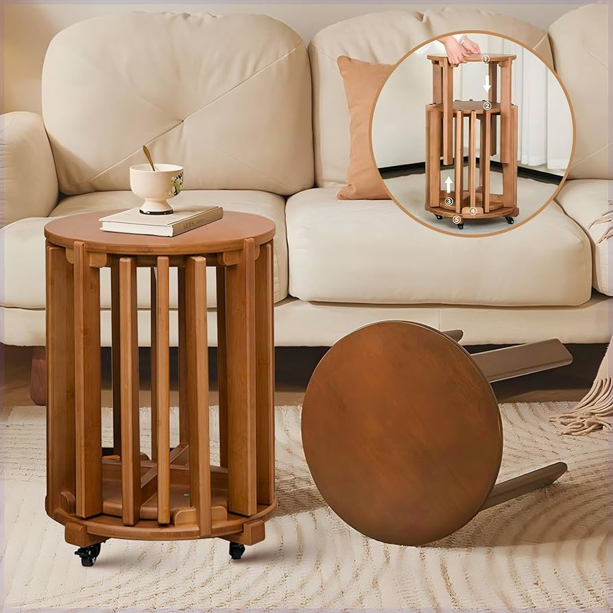 Stackable Stools Set of 4, 18Inch Wooden Stools with Round Top No Installation Required Stackable... | Amazon (US)