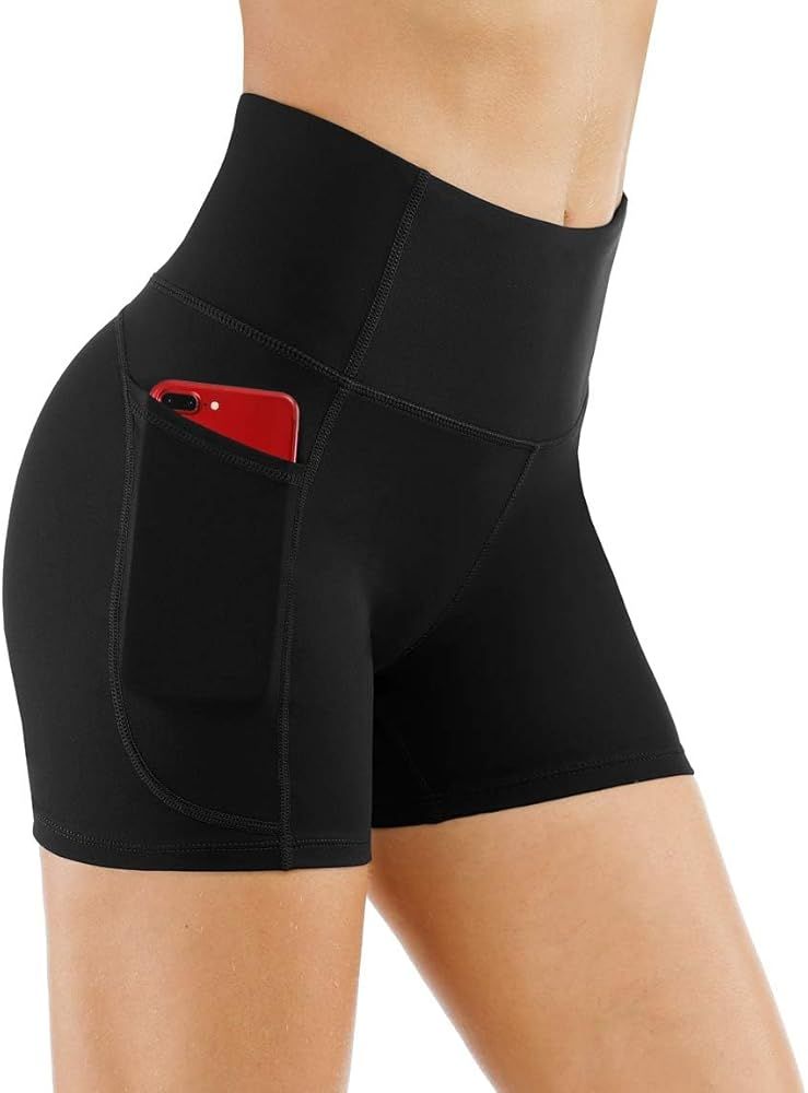 THE GYM PEOPLE High Waist Yoga Shorts for Women's Tummy Control Fitness Athletic Workout Running ... | Amazon (US)