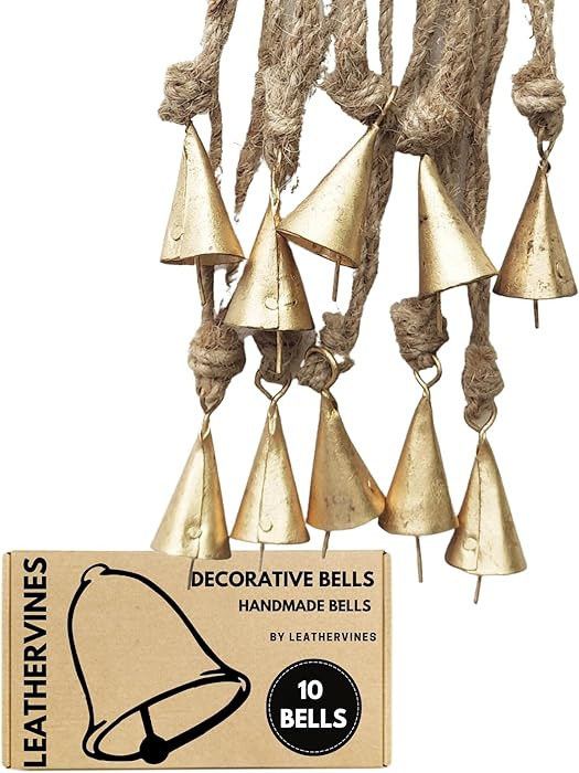 Rustic Metal Cow Bells with Jute Rope for Christmas Decor, 4 Cm (Vintage Style) Cone Pack of 10 | Amazon (US)