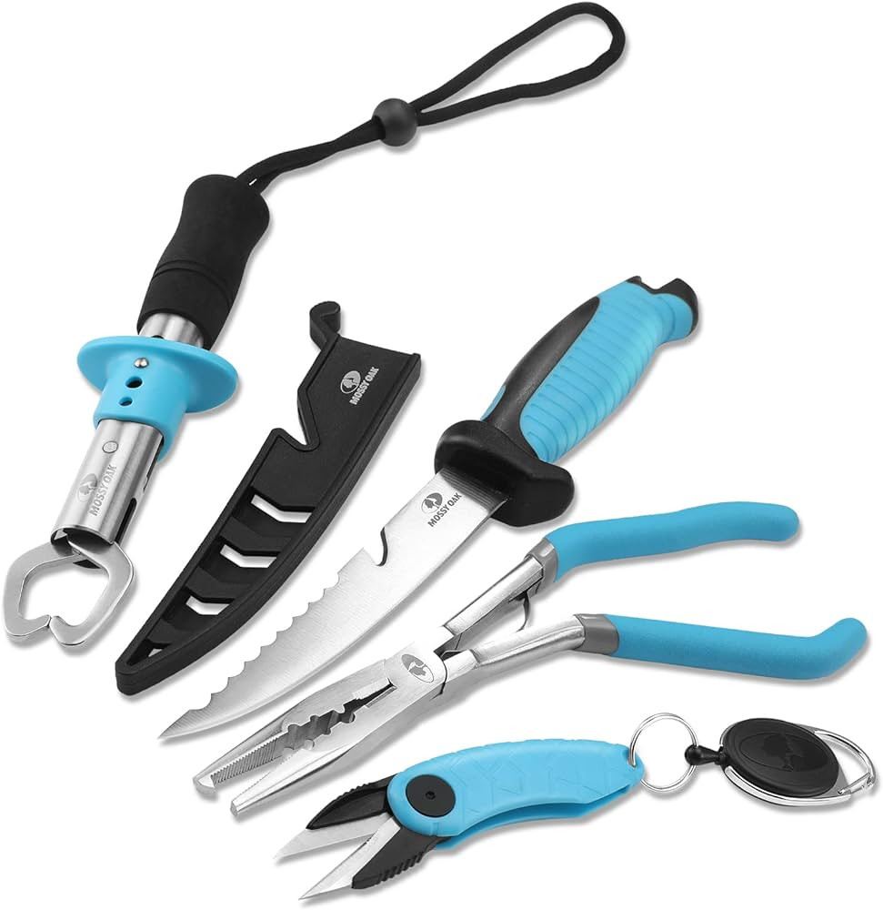 Mossy Oak 4pc Fishing Tool Kit - Pistol Grip Fishing Pliers, Fish Fillet Knife, Fishing Gripper, ... | Amazon (US)
