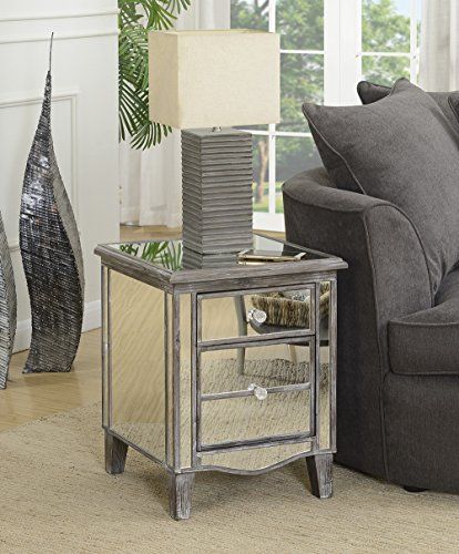 Convenience Concepts 413551WGY Gold Coast Mirrored End Table, Weathered Gray | Amazon (US)
