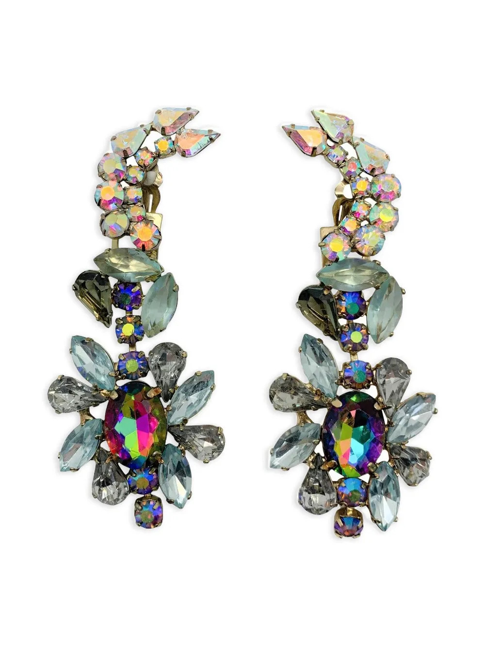 Jennifer Gibson Jewellery 1990s crystal day night earrings - Gold | Farfetch Global