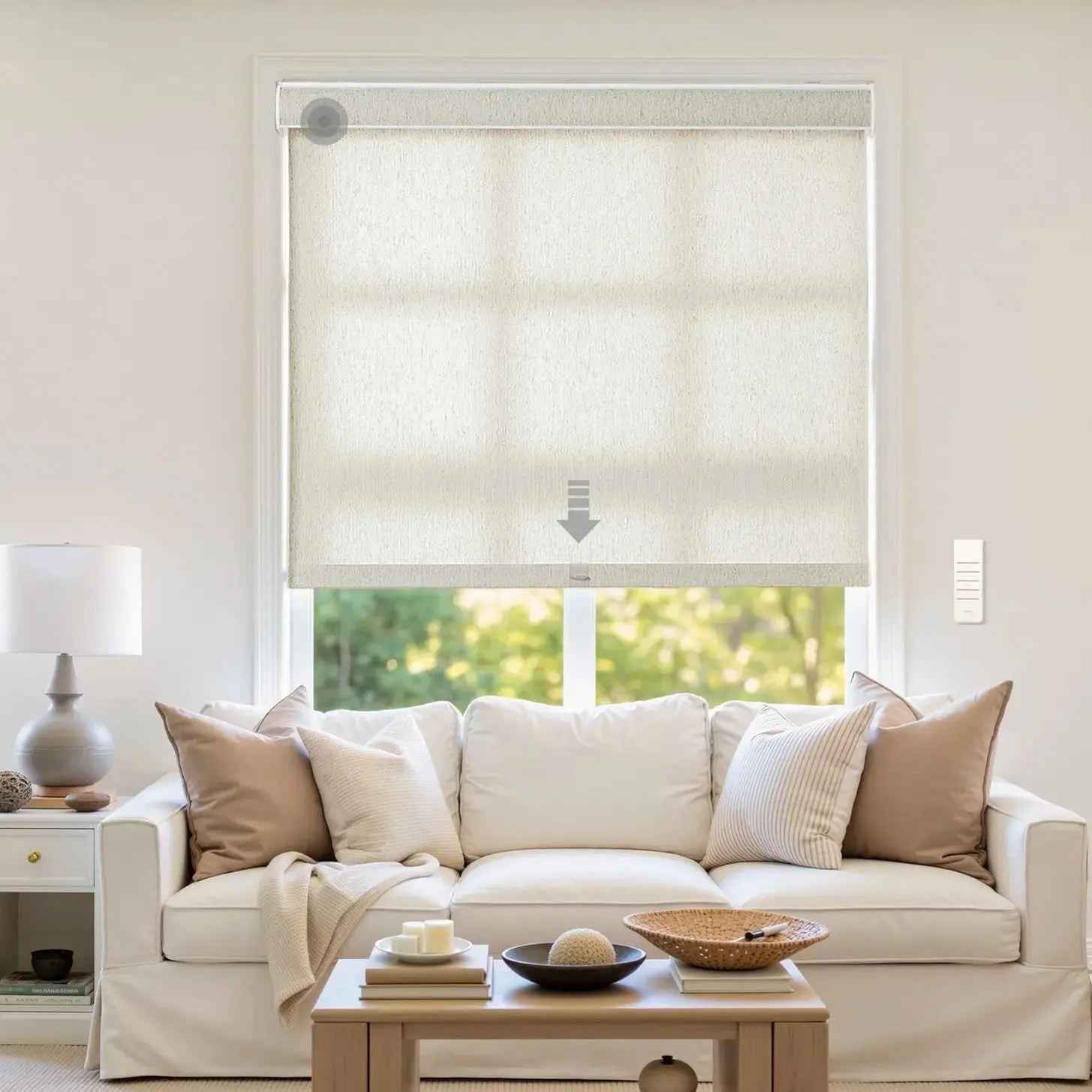 Alvin Motorized Linen Room Darkening Roller Shade | TWOPAGES