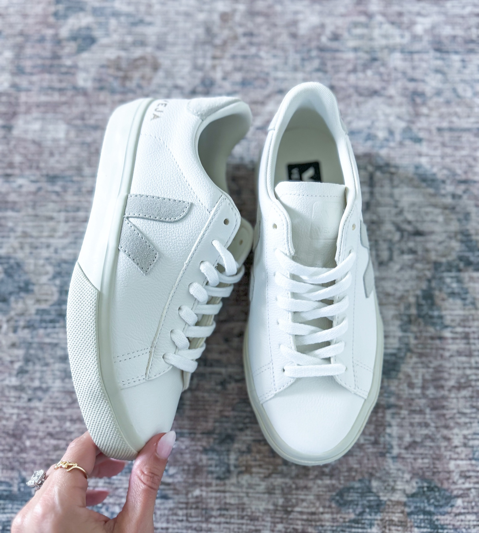 Veja campo sneakers in color ‘open white/beige’ (bought through Bloomingdale’s). I’m a solid 6.5 and did a 37 in these and they are perfect! White sneakers. European shoes. Walking shoes. Back to school. 

#LTKTravel #LTKBacktoSchool #LTKShoeCrush