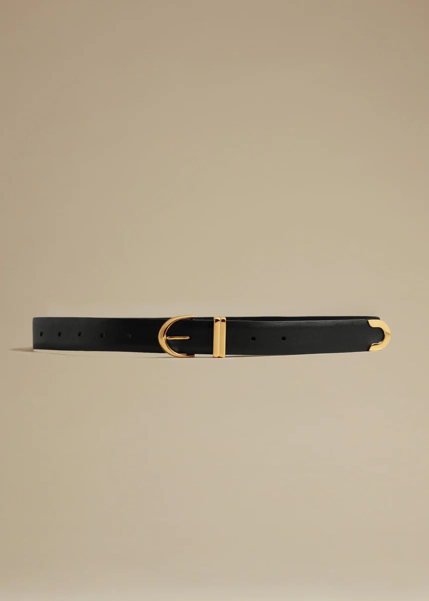 The Bambi Belt in Black Leather with Gold | Khaite