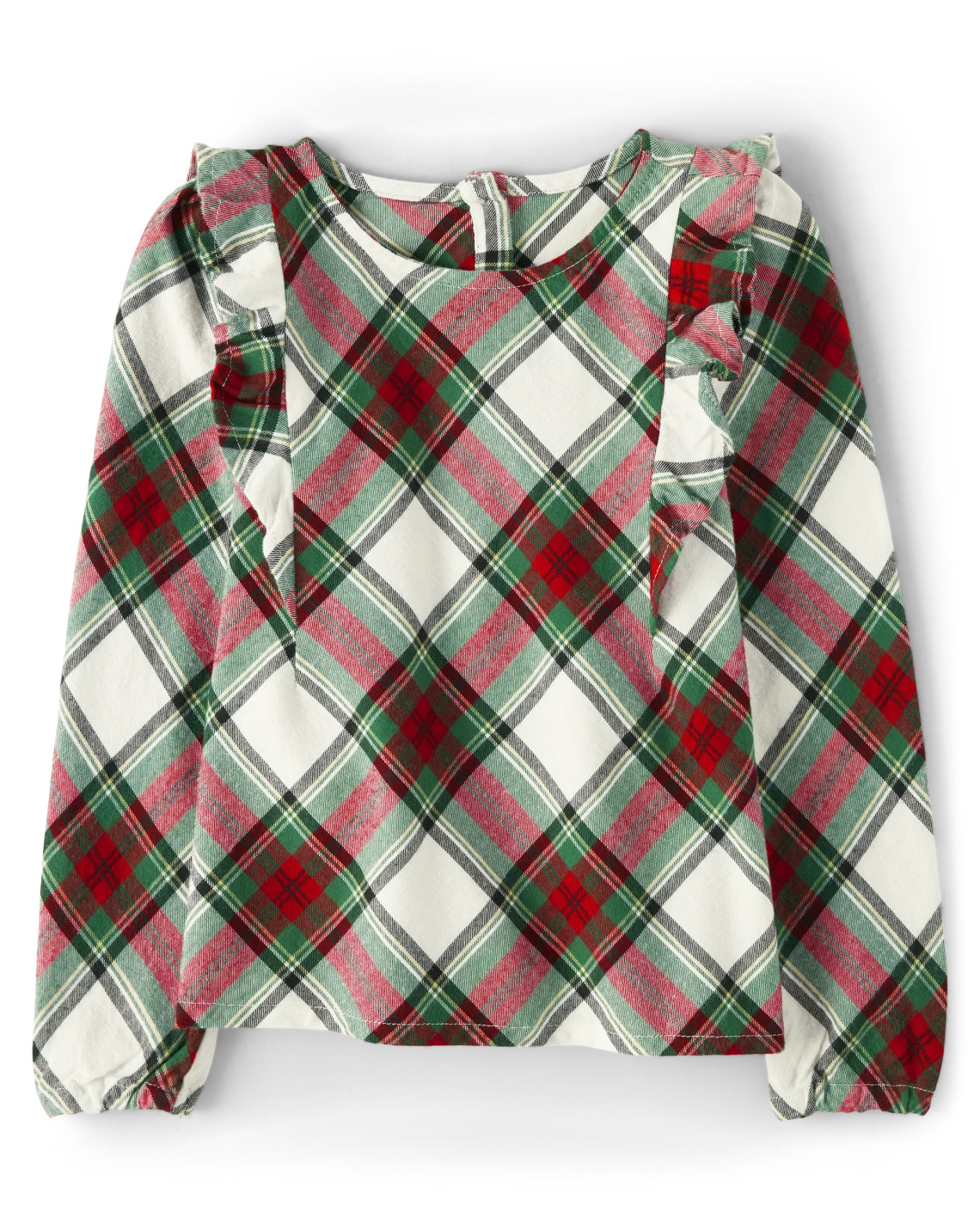 Girls Matching Family Long Sleeve Plaid Flutter Top - Family Celebrations - WHITE | Gymboree | Gymboree