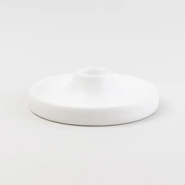 3cm Satin White Ceramic Candle Holder | Dunelm (migrated)
