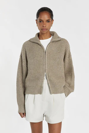 ISSY TAUPE WOOL BLEND JUMPER | DISSH