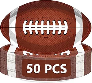 QZYL 50 PCS Football Plates, Football Party Plates, Football Shaped Disposable Paper Plates, Supe... | Amazon (US)