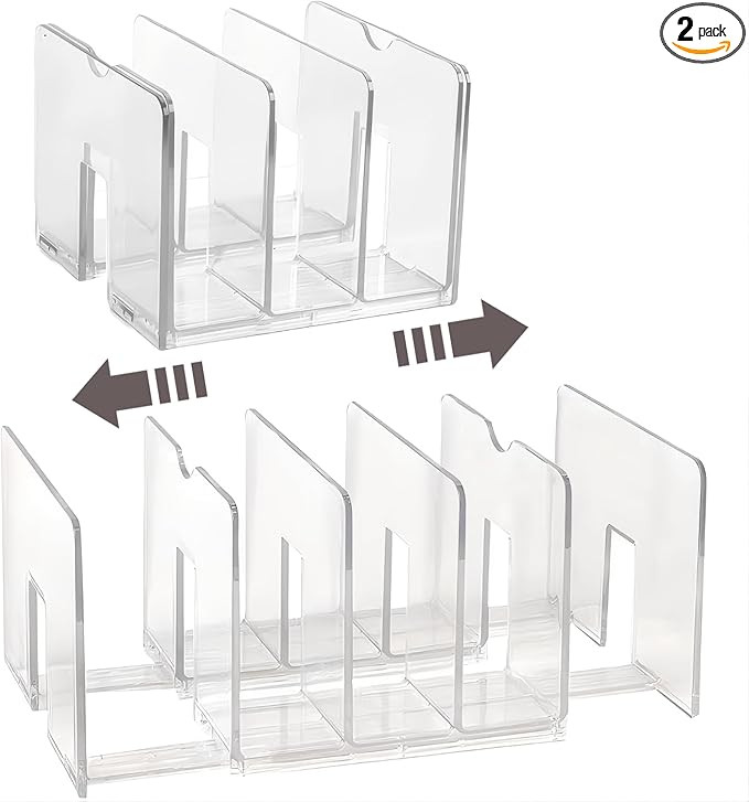 Sylfaen 2-Pack Clear Desktop File Organizer, Expandable Acrylic File Sorter Auto Rebound, Multifu... | Amazon (US)