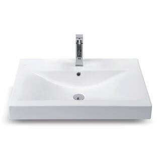 Mona Wall Mounted Bathroom Sink in White | The Home Depot