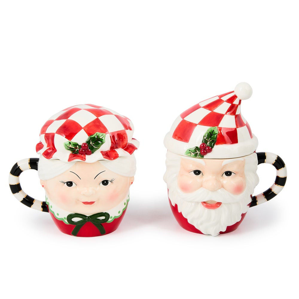 Check It Out Mr. & Mrs. Claus Mugs, Set of 2 | MacKenzie-Childs