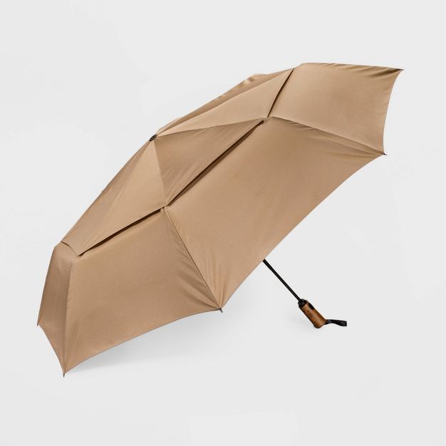 Women's Cirra By ShedRain Jumbo Auto Open Auto Close Compact Umbrella - Taupe Brown | Target