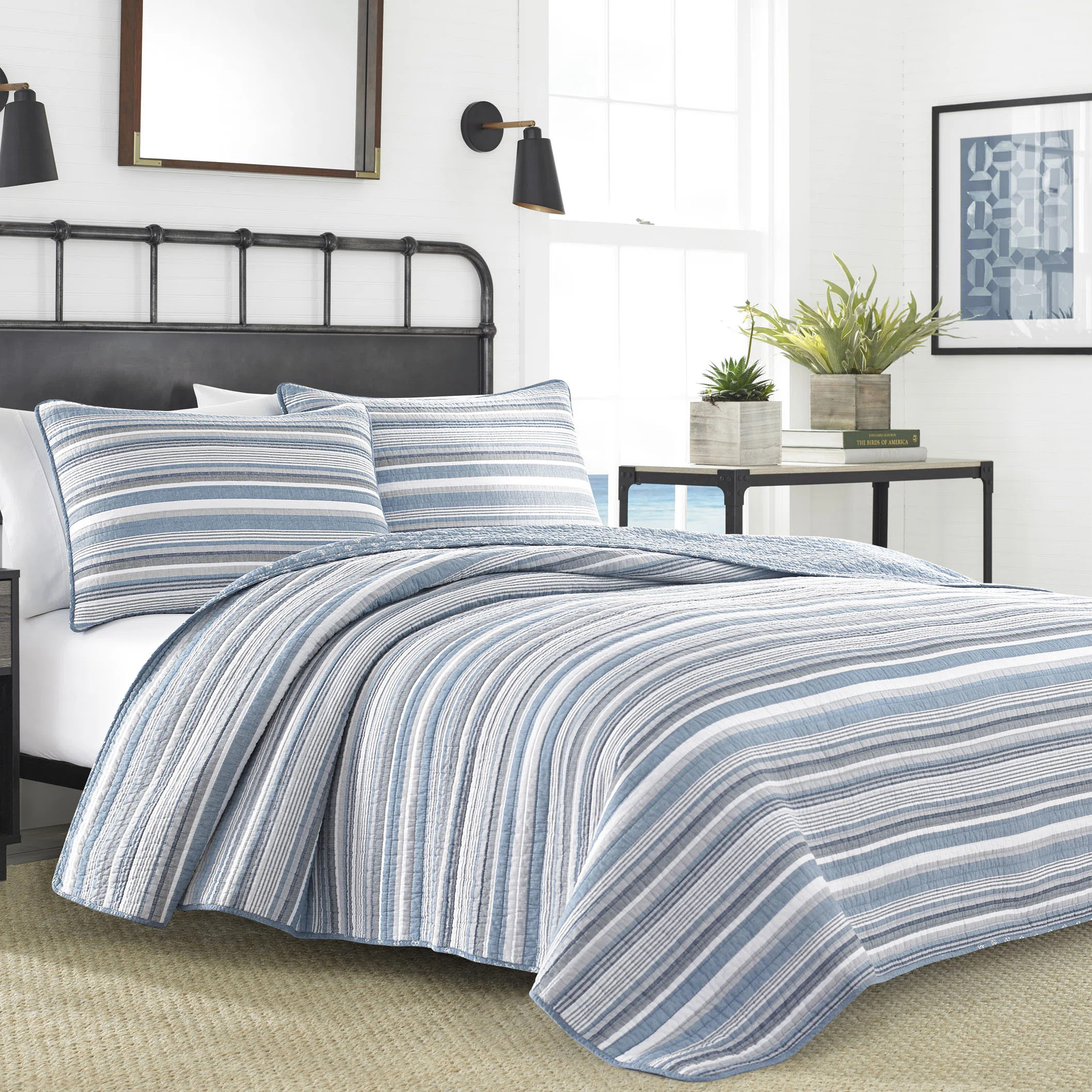 Nautica Jettison Cotton Reversible Blue Quilt Set | Wayfair North America