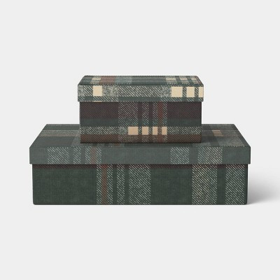2pk Plaid Fabric Boxes - Threshold™ | Target