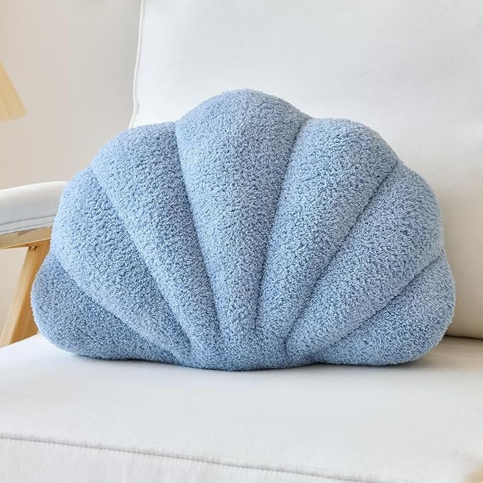 Lfsaaj Dusty Blue Seashell Throw Pillows, Shell Shaped Throw Pillows, 13 Inch Soft Home Decorativ... | Amazon (US)