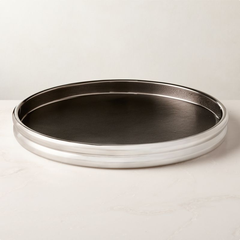 Bracco Stainless Steel and Leather Tray | CB2 | CB2