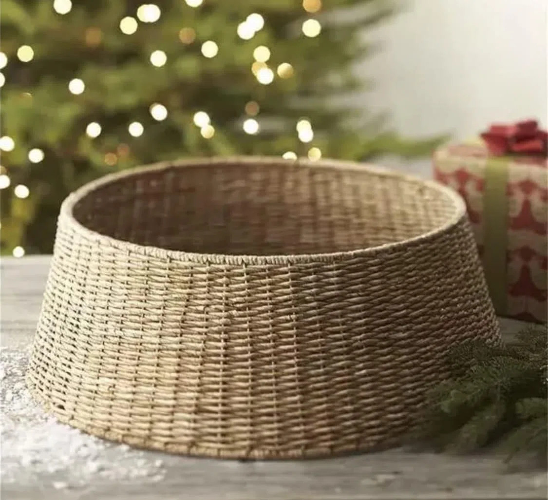SAPESHA Farmhouse Christmas Tree Collar - Rustic Natural Woven Base Cover, Tree Skirt & Ring | Wa... | Wayfair North America