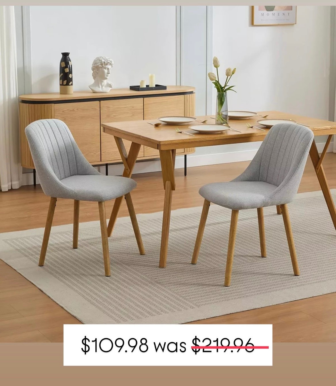 gray dining chairs, upholstered chairs, modern dining chairs, mid-century dining chairs, fabric dining chairs, light gray chairs, Scandinavian seating, minimalist dining room chairs, soft fabric chairs, oak leg chairs