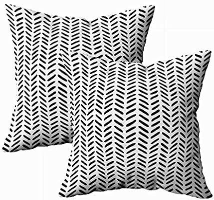 TOMWISH Decor Pillow Covers,TOMKEY 2 Packs Hidden Zippered 18X18Inch Black on White Sketch Herrin... | Amazon (US)