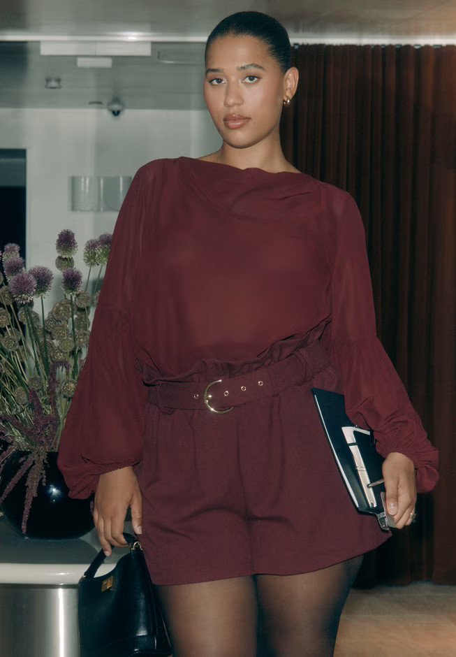 Paperbag Waist Mini Short | Eloquii