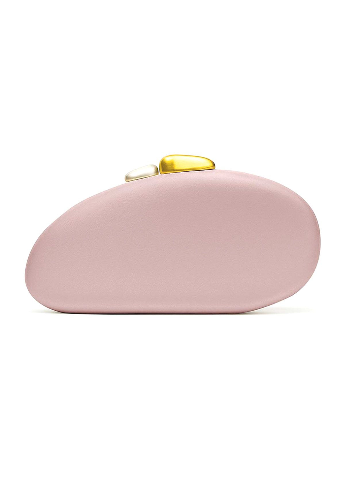 Modern Pebble Shaped Faux Leather Clutch in Dusty Pink for Evening Soirees & Gallery Openings | Chicwish