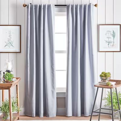 Martha Stewart 95-in Grey Cotton Blackout Standard Lined Back Tab Curtain Panel Pair Lowes.com | Lowe's