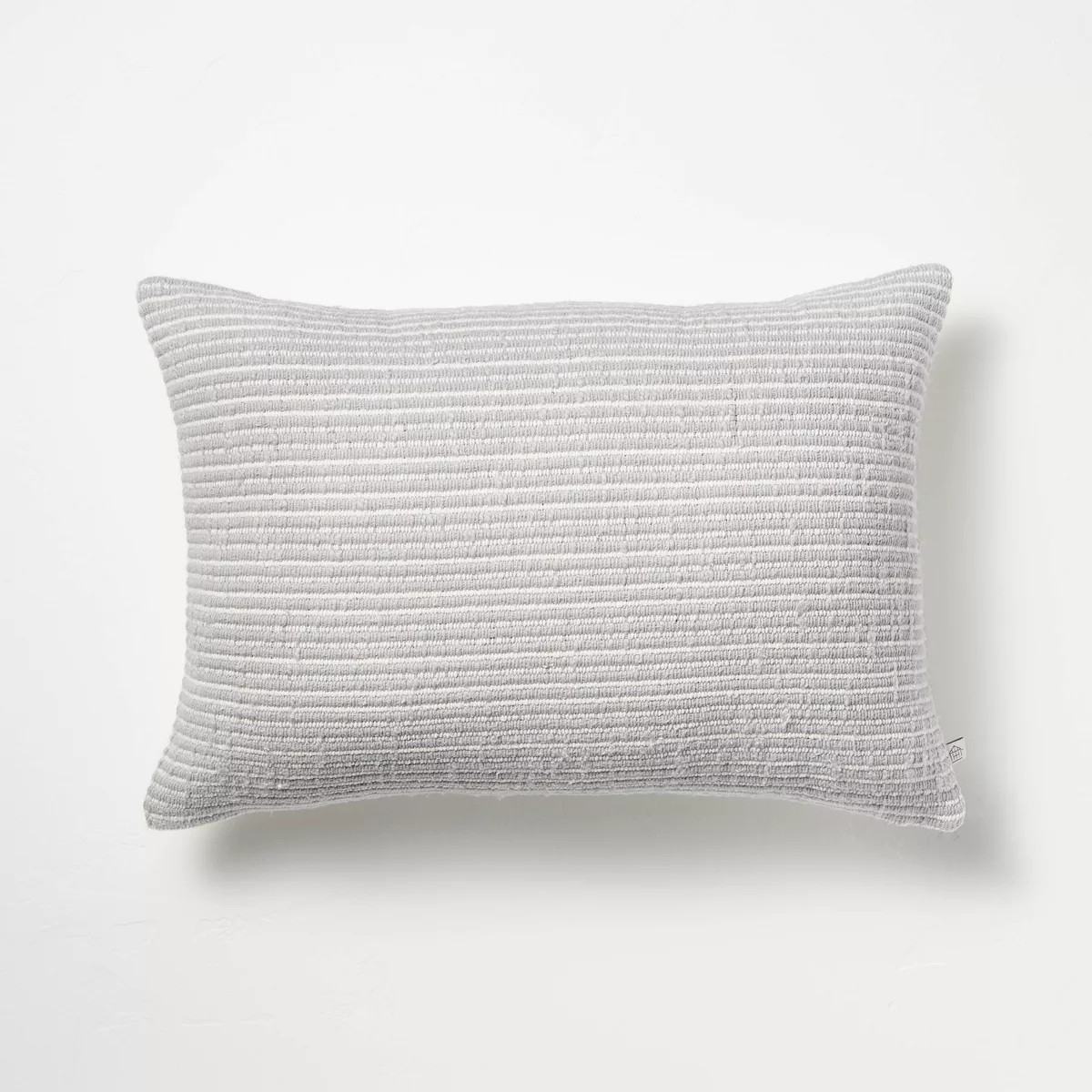 14"x20" Textured Narrow Stripes Lumbar Throw Pillow Light Gray/Cream - Hearth & Hand™ with Magn... | Target