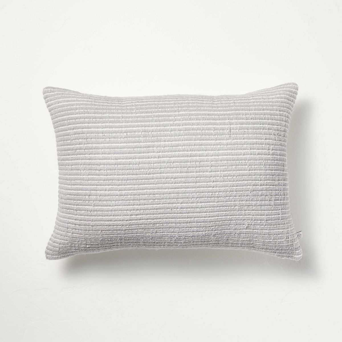 14"x20" Textured Narrow Stripes Lumbar Throw Pillow Light Gray/Cream - Hearth & Hand™ with Magn... | Target