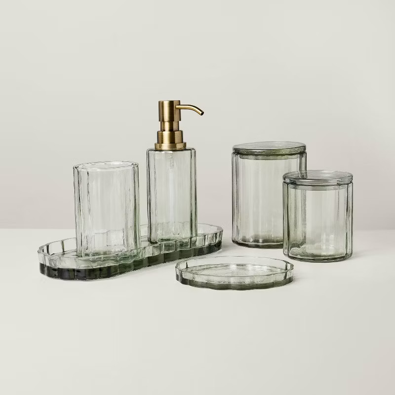 Fluted Glass Bathroom Soap Pump Light Green - Hearth & Hand™ with Magnolia | Target