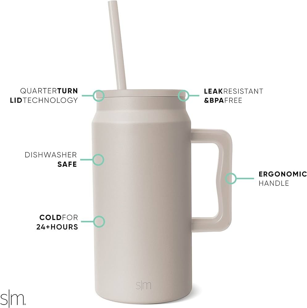 Simple Modern 50 oz Mug Tumbler with Handle and Straw Lid | Reusable Insulated Stainless Steel La... | Amazon (US)