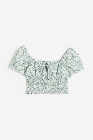H&M+ Puff-sleeved Smocked Blouse | H&M (US + CA)