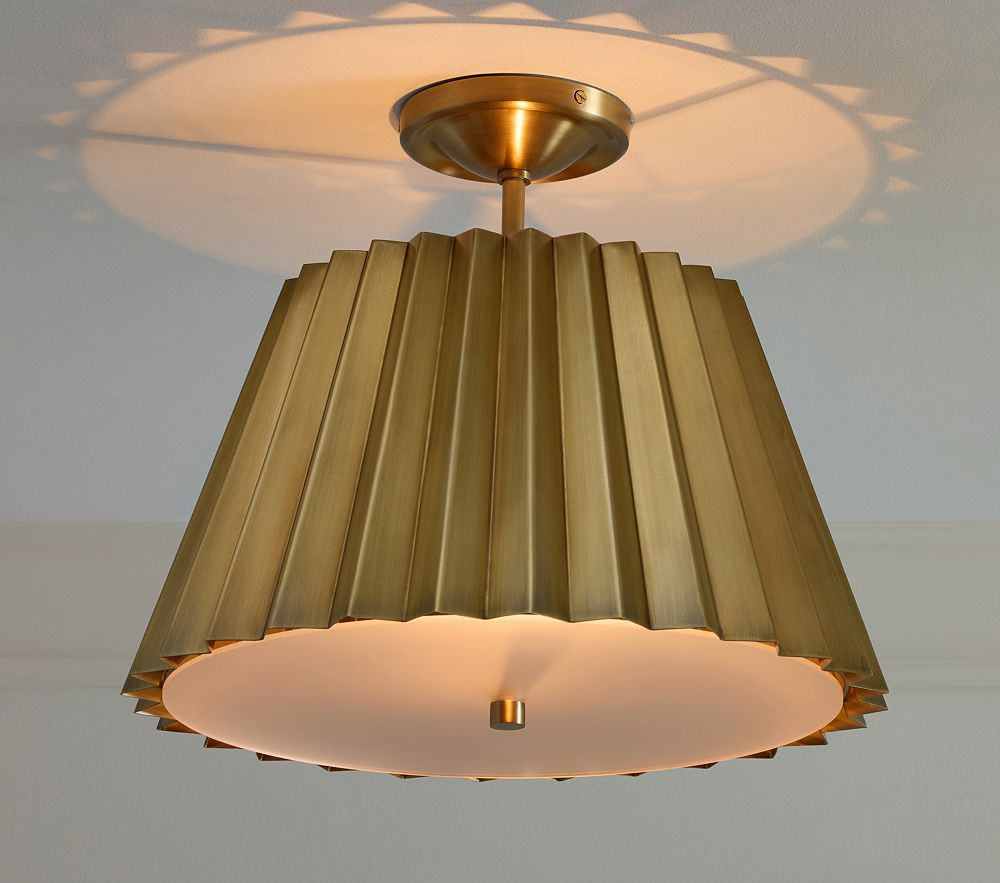 Chris Loves Julia Metal Pleated Semi Flush Mount (16") | Pottery Barn Kids