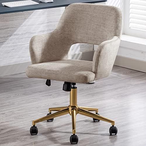 Duhome Home Office Desk Chair with Wheels, Fabric Adjustable Swivel Accent Chair with Hollow Mid-Bac | Amazon (US)