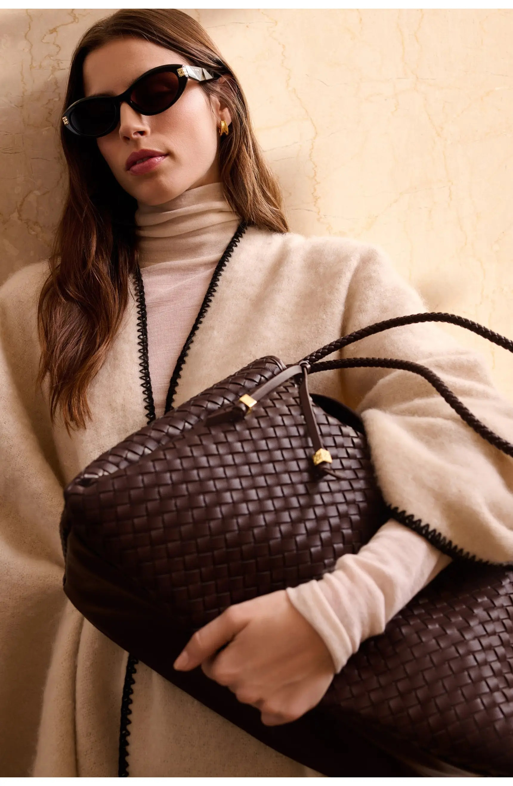 Nova Hand Woven Large Shoulder Bag in Chocolate | Nordstrom