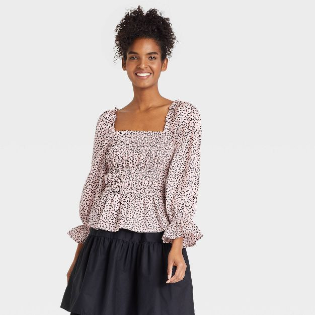 Women's Balloon 3/4 Sleeve Smocked Peplum Top - Who What Wear™ | Target