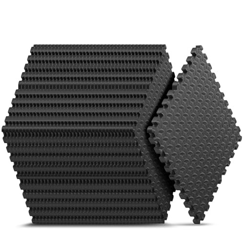 24 Pack 96 sqft Home Gym Mat, Puzzle Exercise Mat, EVA Interlocking Foam Floor Tiles for Home Workout Equipment and Kids' Play Areas - Black, 24 in x 24 in x ½ in - 24 Tiles | Amazon (US)