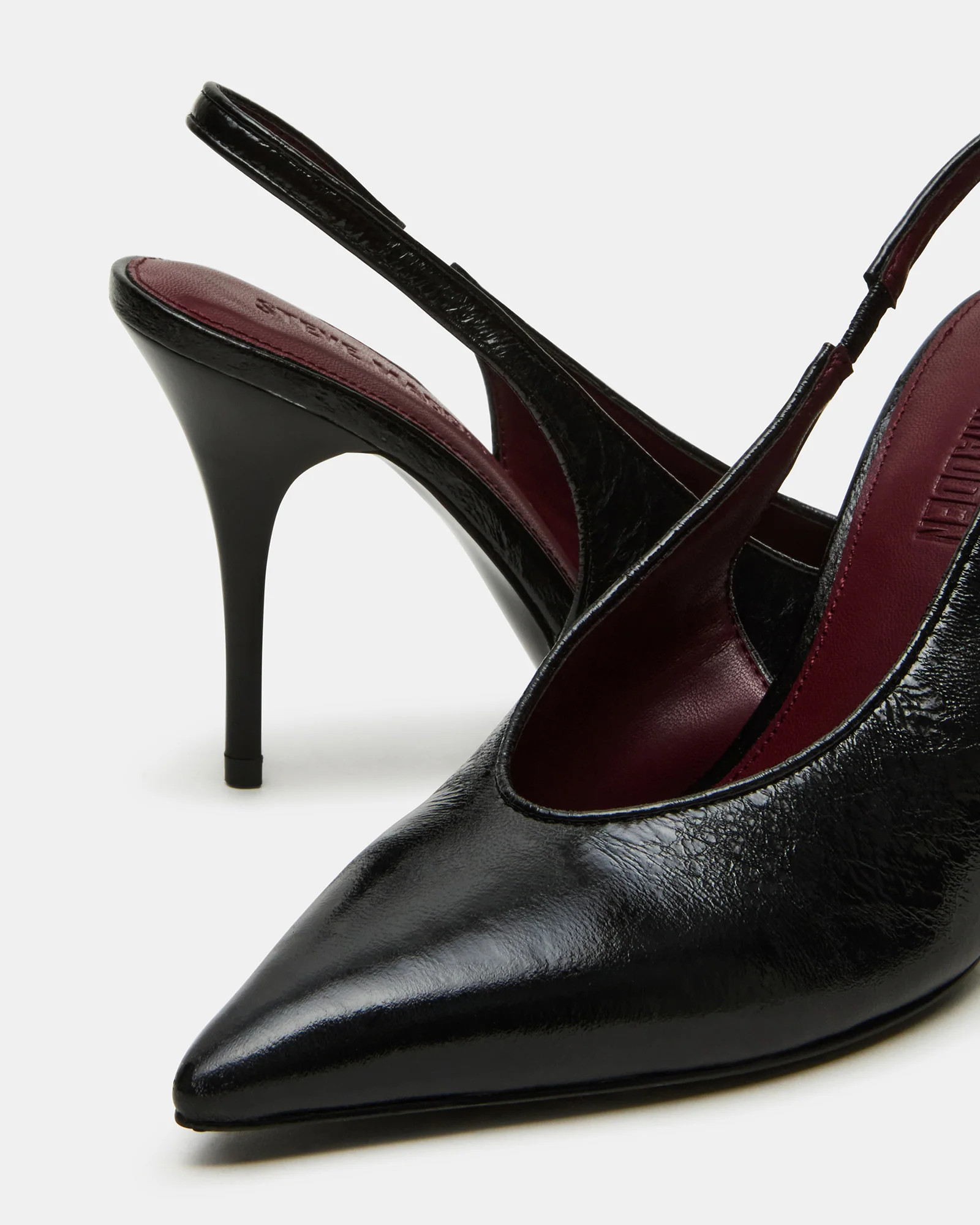 ANDROMEDA Black Leather Slingback Pointed-Toe Stiletto Pump Women's Heel | Steve Madden (US)