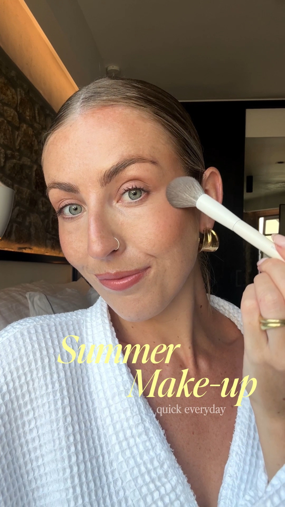 Quick & easy summer make up 🌞🤍💋
Products & shades below 
.
Primer - @elfcosmeticsuk power grip
Under eye base - @bobbibrownuk 
Brows - @westbarnco 
Under foundation - @elfcosmeticsuk halo glow - shade 1
Foundation - @charlottetilbury beautiful skin - shade 4N
Foundation brush - @merit 
Contour - @rarebeauty stick - shade happy sol 
Liquid blush - @armanibeauty luminous silk cheek tint - shade 62
Concealer - @armanibeauty luminous silk concealer - shade 3
Brow pencil- @nyxcosmetics_uk - shade ash brown
Eyeshadow - @armanibeauty eyeshadow tint - shade 25
Mascara - @toofaced @toofacedlovestheuk brown mascara 
Eye pencil - @charlottetilbury - super nudes
Eye palette - @charlottetilbury 
Powder - @charlottetilbury airbrush powder - shade 1 fair
Bronzer - @toofaced - shade milk chocolate 
Blusher - @armanibeauty - shade 51
Highlighter - @merit - shade bounce 
Setting spray - @charlottetilbury 
Lipliner - @charlottetilbury - shade iconic nude 
Lipstick - @charlottetilbury - shade nude romance 
Lipgloss - @merit - shade slick 
Brushes - @morphebrushes_
.
Summer make-up, summer skin, natural make up, rare beauty, Armani beauty, elf cosmetics, merit beauty 

#LTKsummer #LTKuk #LTKbeauty