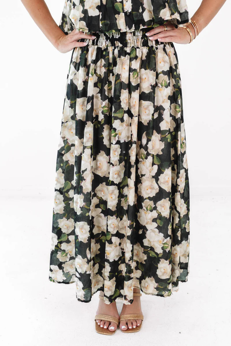 Wildflower Fields Maxi Skirt - Black | The Impeccable Pig