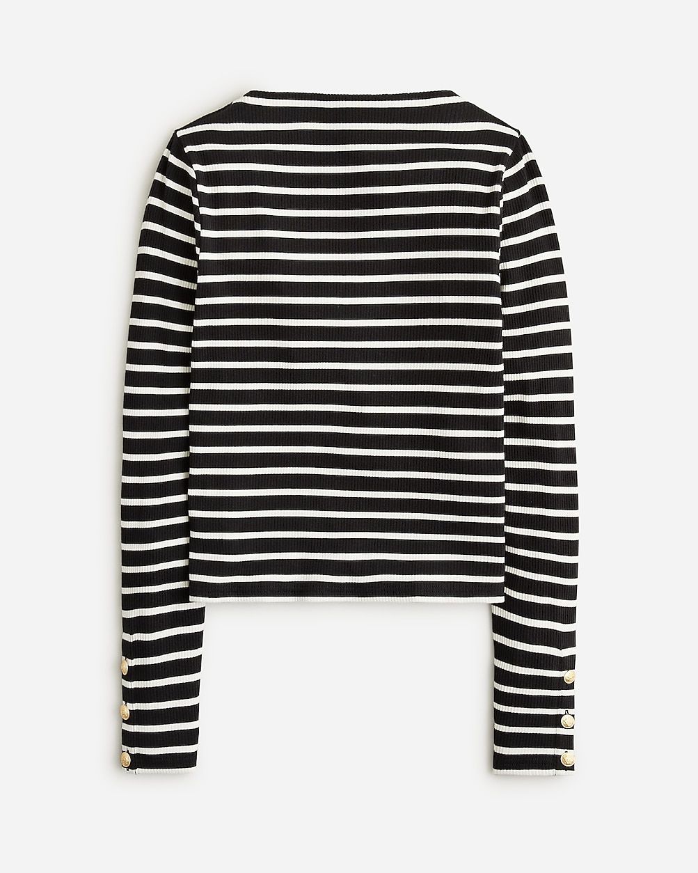 Vintage rib mockneck T-shirt with buttons in stripe | J.Crew US