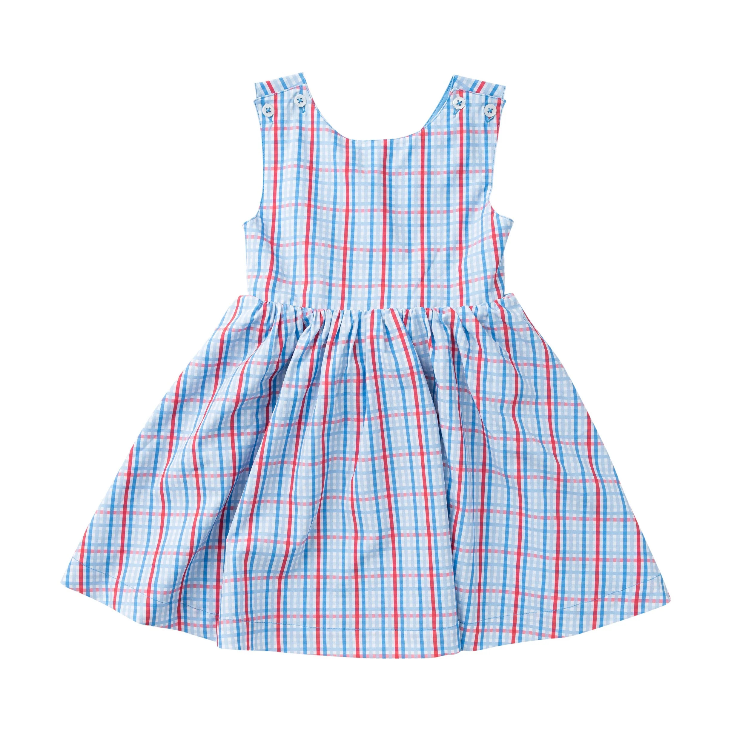 Girls' Crisscross Back Dress Patriotic Plaid | PRODOH