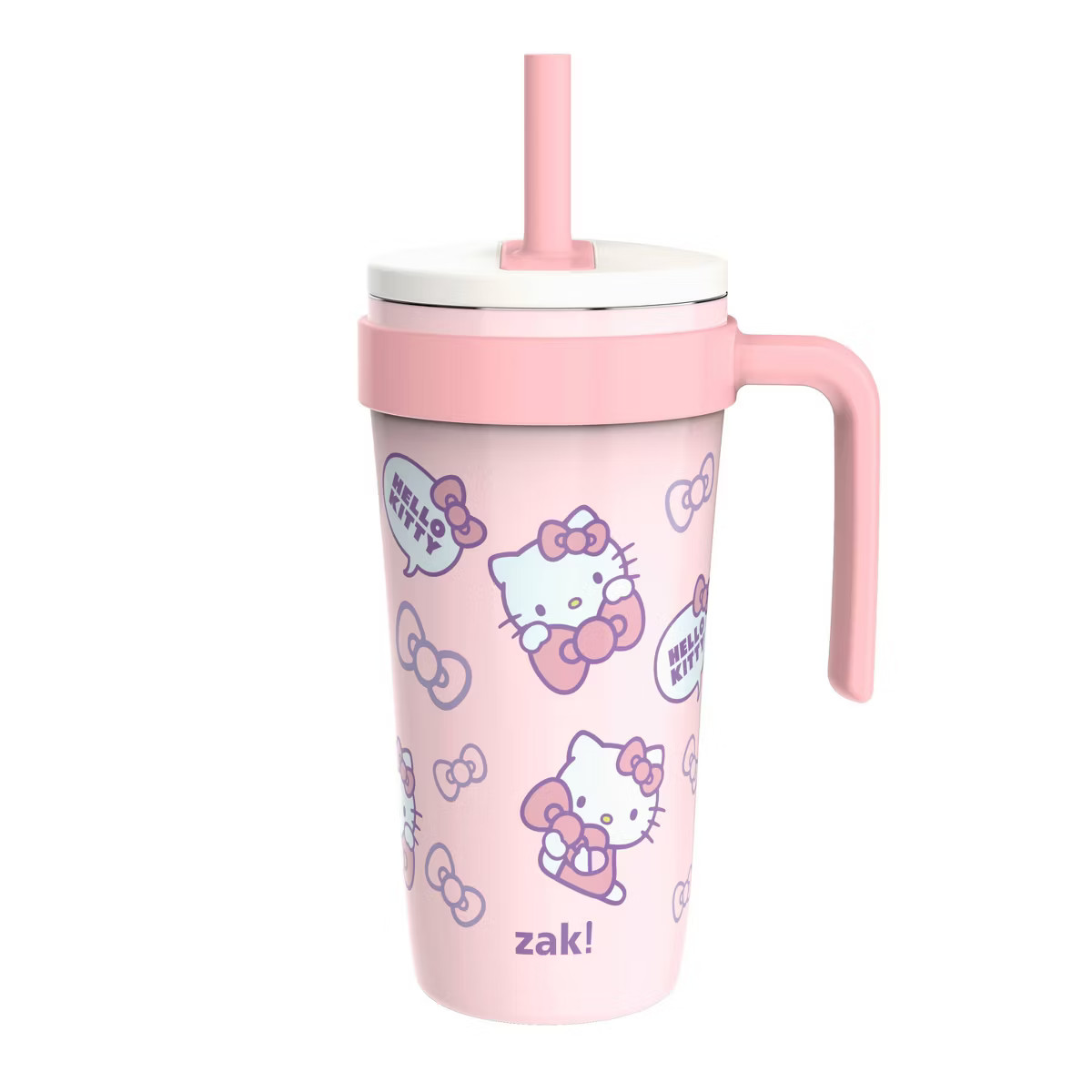 Zak Designs 18oz Hello Kitty Stainless Steel Vacuum Fairway Straw Tumbler Pink | Target