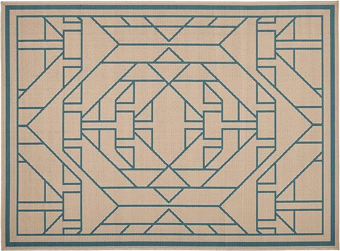 Christopher Knight Home Gina Outdoor 5'3" x 7' Geometric Area Rug, Anemone, Ivory And Blue | Amazon (US)