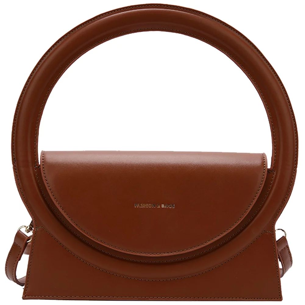 Women Handbags Purses Large Circle Design Leather Shoulder Bag, Dark Brown - Walmart.com | Walmart (US)