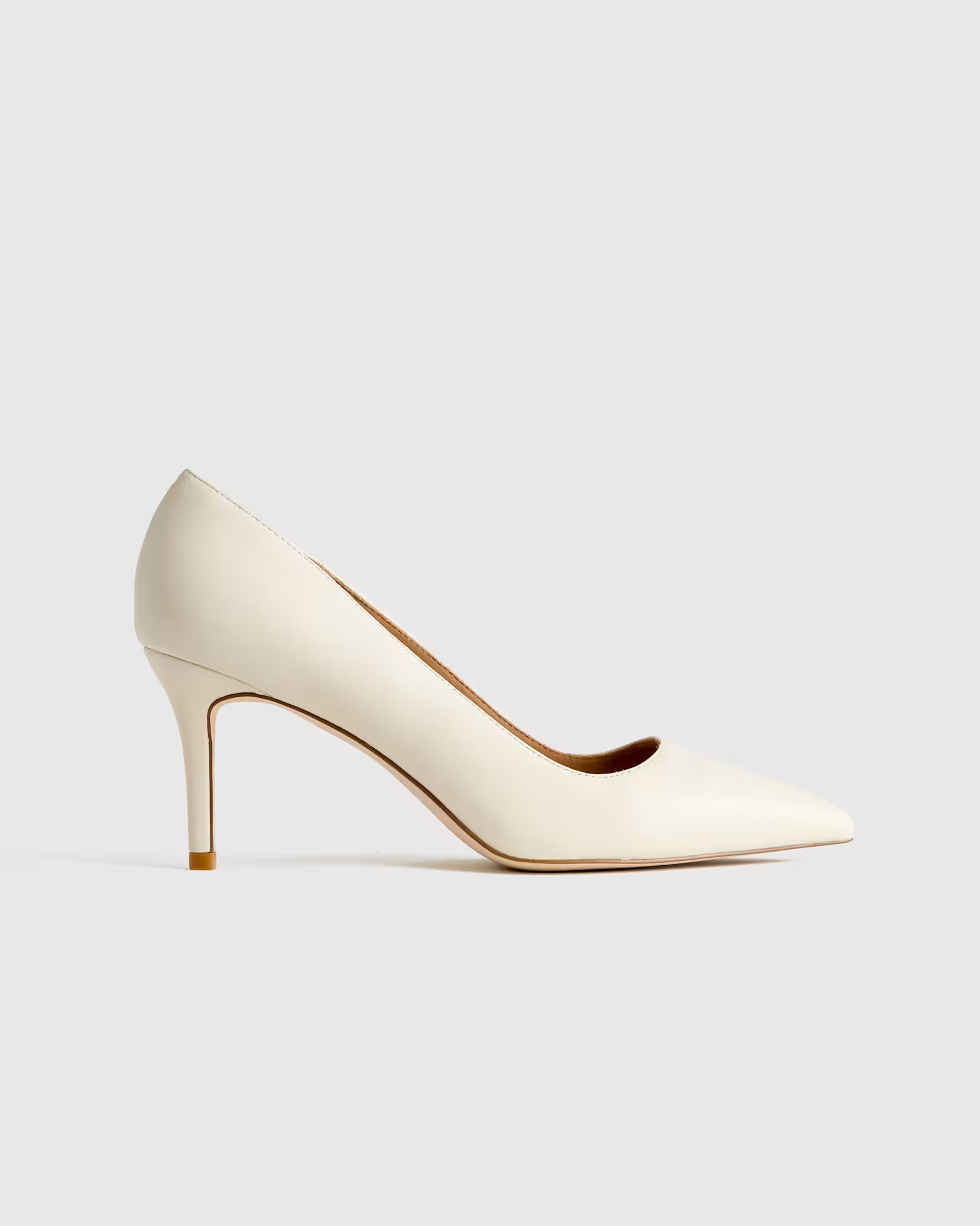 Italian Leather 75mm Pointy Toe Pump in Bone | Quince